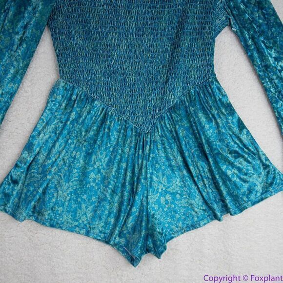 NEW Free‎ People Bali Tightrope Romper In Turquoise Combo, M - Picture 6 of 16